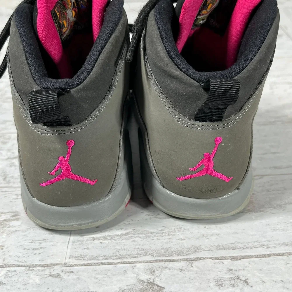 Nike Jordan 10 Retro Shoes Boys Size 2Y Smoke‎ Gray Rush Pink 487212-006